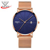 Blue Stainless Steel Ultra Thin Watche Men Classic